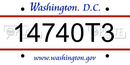 14740T3 District Of Columbia License Plate