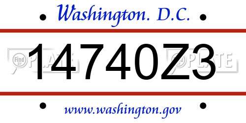 14740Z3 District Of Columbia License Plate