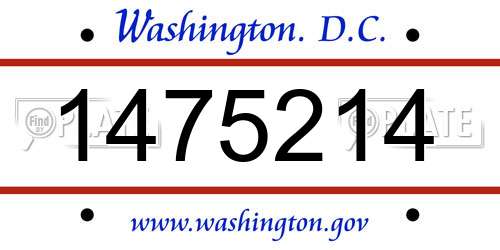 1475214 District Of Columbia License Plate