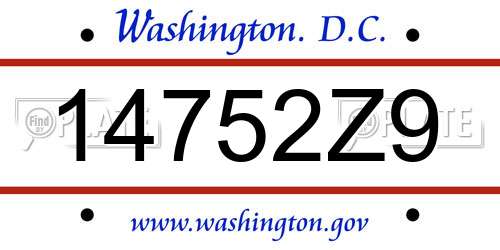14752Z9 District Of Columbia License Plate