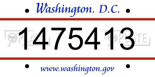 1475413 District Of Columbia License Plate