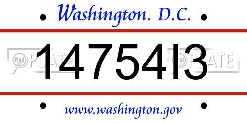 14754I3 District Of Columbia License Plate