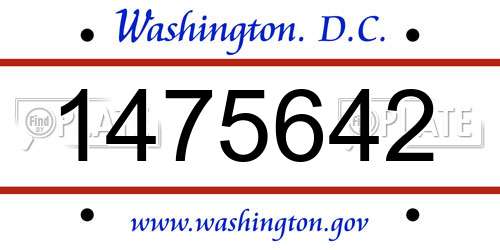 1475642 District Of Columbia License Plate