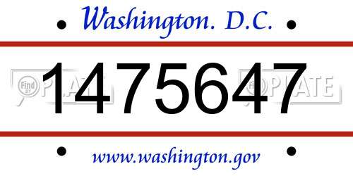 1475647 District Of Columbia License Plate