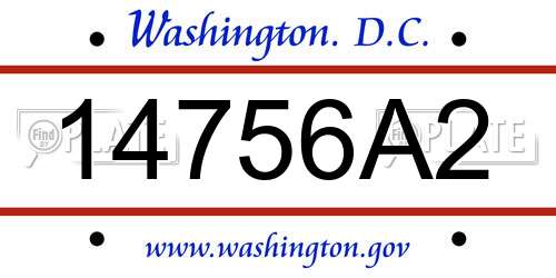 14756A2 District Of Columbia License Plate