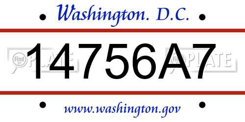 14756A7 District Of Columbia License Plate