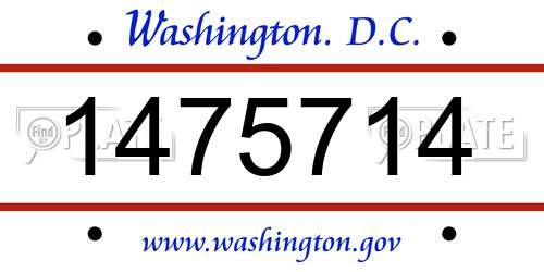 1475714 District Of Columbia License Plate
