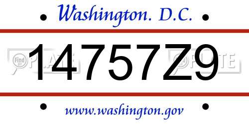 14757Z9 District Of Columbia License Plate