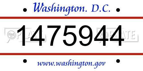 1475944 District Of Columbia License Plate