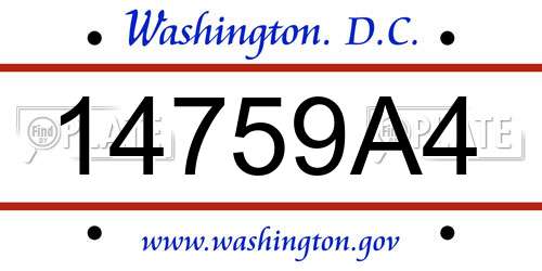 14759A4 District Of Columbia License Plate
