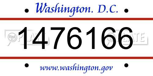 1476166 District Of Columbia License Plate