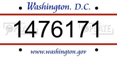 1476171 District Of Columbia License Plate