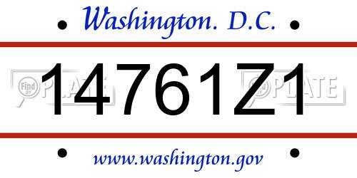 14761Z1 District Of Columbia License Plate