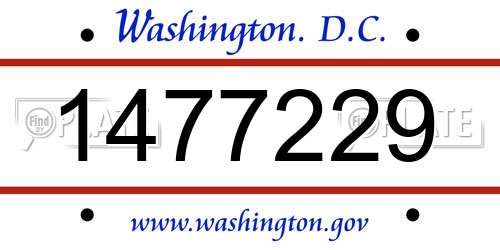 1477229 District Of Columbia License Plate