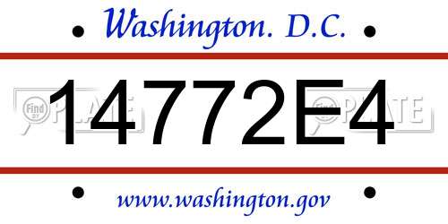 14772E4 District Of Columbia License Plate
