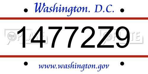 14772Z9 District Of Columbia License Plate