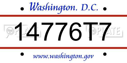 14776T7 District Of Columbia License Plate