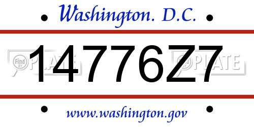 14776Z7 District Of Columbia License Plate