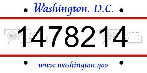 1478214 District Of Columbia License Plate