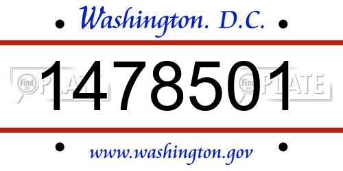1478501 District Of Columbia License Plate