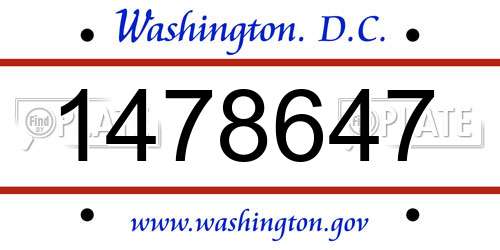 1478647 District Of Columbia License Plate