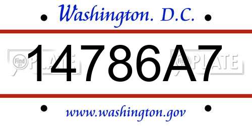 14786A7 District Of Columbia License Plate