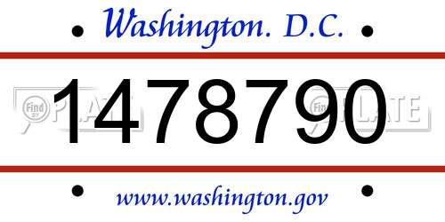 1478790 District Of Columbia License Plate