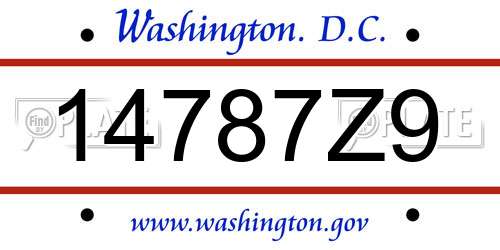14787Z9 District Of Columbia License Plate