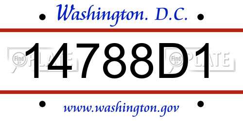 14788D1 District Of Columbia License Plate