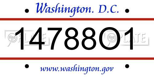 14788O1 District Of Columbia License Plate