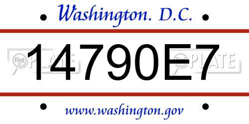 14790E7 District Of Columbia License Plate