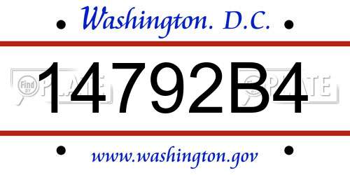14792B4 District Of Columbia License Plate