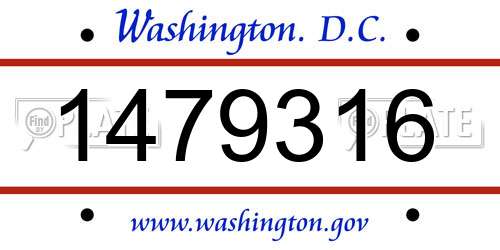 1479316 District Of Columbia License Plate