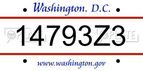 14793Z3 District Of Columbia License Plate