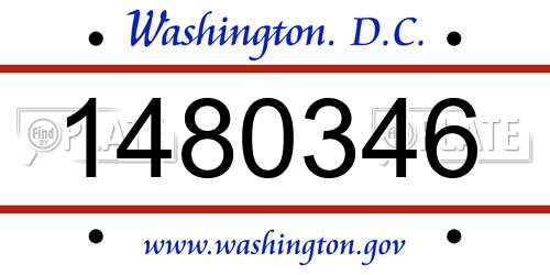 1480346 District Of Columbia License Plate