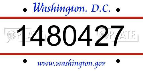 1480427 District Of Columbia License Plate