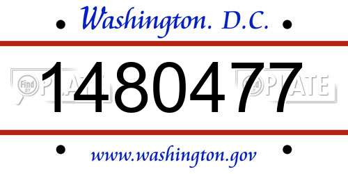 1480477 District Of Columbia License Plate