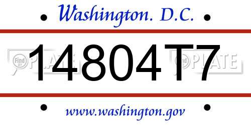 14804T7 District Of Columbia License Plate