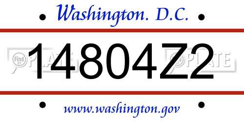 14804Z2 District Of Columbia License Plate