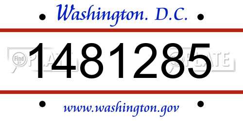 1481285 District Of Columbia License Plate