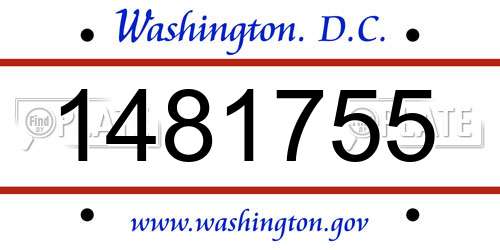 1481755 District Of Columbia License Plate