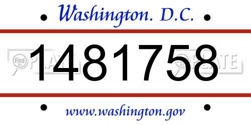 1481758 District Of Columbia License Plate