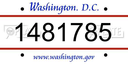 1481785 District Of Columbia License Plate
