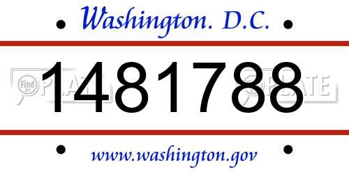 1481788 District Of Columbia License Plate