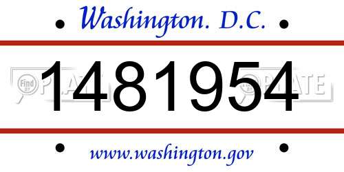 1481954 District Of Columbia License Plate