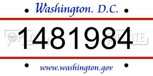 1481984 District Of Columbia License Plate