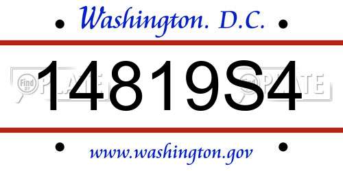 14819S4 District Of Columbia License Plate