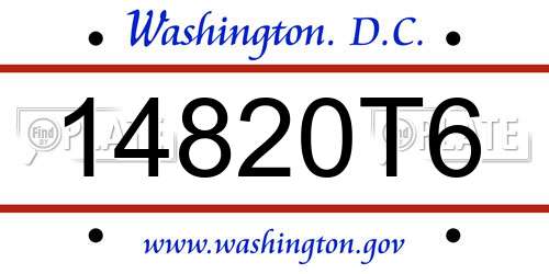 14820T6 District Of Columbia License Plate