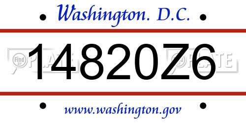 14820Z6 District Of Columbia License Plate