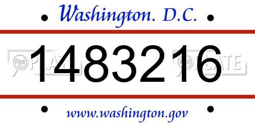1483216 District Of Columbia License Plate